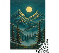Moonlit Pines And Peaks 1000 Piece Jigsaw Puzzle, 38x26cm/1000pcs, for Adults, Quiet Home Activity, Evening Leisure And Year-Round Leisure