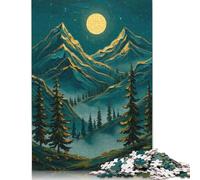 Moonlit Pines And Peaks Puzzles 500 Pieces Wooden Puzzles Wood Puzzle Jigsaws for Adults Family Activity Jigsaw Puzzles 500pcs (52x38cm)
