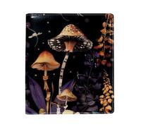 Moonlit Plants Mushroom Flowers Pattern Big Replaceable Book Cover, Reusable PU Leather Book Protector, Suitable for 9.8" x 11" Notebooks