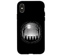 Moonlit Raccoon Pack Forest Silhouette Night Scene Case for iPhone X/XS