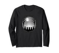 Moonlit Raccoon Pack Forest Silhouette Night Scene Long Sleeve T-Shirt