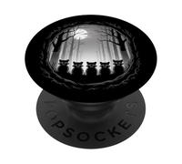 Moonlit Raccoon Pack Forest Silhouette Night Scene PopSockets Adhesive PopGrip