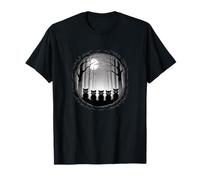 Moonlit Raccoon Pack Forest Silhouette Night Scene T-Shirt