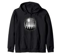 Moonlit Raccoon Pack Forest Silhouette Night Scene Zip Hoodie