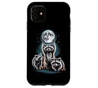 Moonlit Raccoons Under Full Moon Night Sky Scene Case for iPhone 11