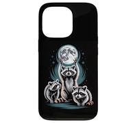 Moonlit Raccoons Under Full Moon Night Sky Scene Case for iPhone 13 Pro