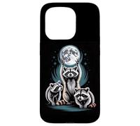 Moonlit Raccoons Under Full Moon Night Sky Scene Case for iPhone 15 Pro