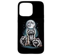 Moonlit Raccoons Under Full Moon Night Sky Scene Case for iPhone 15 Pro Max