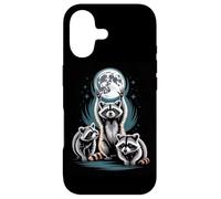 Moonlit Raccoons Under Full Moon Night Sky Scene Case for iPhone 17