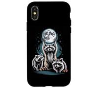 Moonlit Raccoons Under Full Moon Night Sky Scene Case for iPhone X/XS