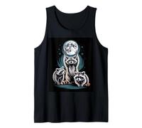 Moonlit Raccoons Under Full Moon Night Sky Scene Tank Top