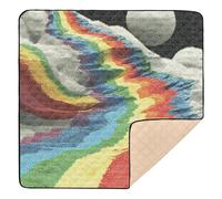 Moonlit Rainbow Path Large Non-Slip Baby Activity Play Mat for Indoor Outdoor Cozy Breathable Baby Kick Crawling Mat for Baby Toddler Infant, 50'' x 50''