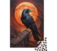 Moonlit Raven Adult Jigsaw Puzzle, 1000 Pieces, 52x38cm/1000pcs; Low-dust White Pieces for Sorting; for Relaxed Evenings at The Table