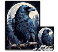 Moonlit Raven Jigsaw Puzzles 1000 Pieces for Adults Impossible Jigsaw Puzzles for Adults Home Decor Brain Teaser Game for Teenagers Family Interaction 1000 PCS(38x26cm)