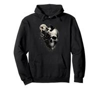 Moonlit Raven Skull Dark Fantasy Art Pullover Hoodie