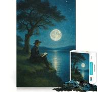 Moonlit Reflections 1000 Piece Jigsaw Puzzles for Teenagers Jigsaw Home Play Neat Thick Home Fun Fine Art (38x26cm)