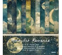 Moonlit Reverie 6x6 Inch Paper Pad, 24 Sheets Heavyweight Cardstock with 12 Celestial Designs, Acid Free Scrapbook Paper for Junk Journal, Card Making, Stickers, and DIY Craft Projects (Style 8)