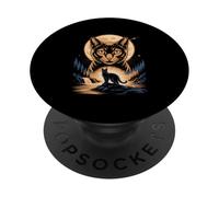 Moonlit River Cat Russian Blue Cosmic Forest PopSockets Adhesive PopGrip