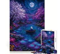 Moonlit River Journey Jigsaw Puzzle 1000 Piece for Adults Serene Game Serene Game Pattern Build Xmas Fun Gift (38x26cm)
