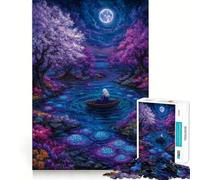 Moonlit River Journey Jigsaw Puzzle 1000 Piece for Adults Serene Game Serene Game Pattern Build Xmas Fun Gift (38x26cm)