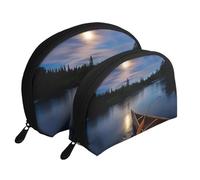 Moonlit River Portable Shell Cosmetic Bag Set - Travel Makeup Organiser with Zipper & Inner Compartments