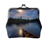 Moonlit River Print Print Coin Purse for Men Women Leather Kiss Lock Small Pouch Coin Wallet