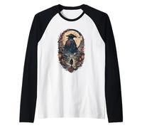 Moonlit Ronin Wanderer Japanese Samurai Cherry Blossom Japan Raglan Baseball Tee