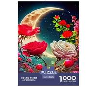 Moonlit Rose Puzzle 1000 Pieces for Adults Mindful Relaxing Hobby Eco-Friendly Thick Board 38x26cm/1000pcs