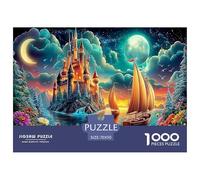 Moonlit Sail Colourful Castle at Night 1000 Pcs Jigsaws for Adults The Impossible Challenge Fun Present 70x50cm/1000pcs