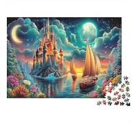 Moonlit Sail Puzzle for Adults Fantasy Castle at Night Recycled Paper Impossible Hard Difficult Challenging 52x38cm/1000pcs