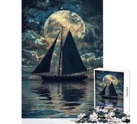 Moonlit Sail Voyage Puzzles for Adults 1000 Piece Secret Santa Gifts Suitable for Couples Home Decoration Toys for 14+ Puzzle Game Offered size 38x26cm