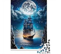 Moonlit Sailboat Voyage Jigsaw Puzzles for Adults Interesting Puzzle Game 1000 Jigsaws Impossible Puzzle for Adults Gifts 70x50cm/1000pcs