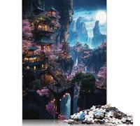 Moonlit Sakura Retreat Puzzle 500 Pieces Jigsaws Wooden Puzzle for Adults And Teenager Puzzles for Adults 500pcs (52x38cm)