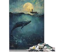 Moonlit Sea Journey Puzzle 500 Pieces Jigsaws Wooden Puzzles for Adults Family Entertainment Toys 500pcs (52x38cm)