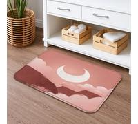Moonlit Sky Quick Dry Bath Mat, Elegant Peach Clouds Absorbent Non Slip Shower Mat, Modern Memory Foam Washable Bath Rugs for Bathroom Toilet Restroom Decorative 16x24 Inch