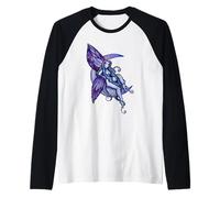 Moonlit Soul Purple Moon Fairy Illustration Raglan Baseball Tee