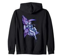 Moonlit Soul Purple Moon Fairy Illustration Zip Hoodie