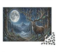 Moonlit Stag 1000 Piece Puzzle Enchanted Forest for Relaxation First-Time Jigsaw Users Memory Improvement Small Gift Idea 70x50cm/1000pcs