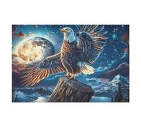 Moonlit Starry Sky Flying Bald Eagle 1000 Piece Jigsaw Puzzle for Adults Splendid Celestial Critters Jigsaw After School Activity for Teens Stress Buster Whimsical Gift Idea Stylish Home Decor 1000 P