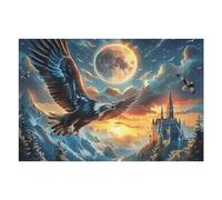 Moonlit Starry Sky Flying Bald Eagle 1000 Piece Jigsaw Puzzle for All Ages Birthday Party Activity Group Fun High Resolution Print Home Decor Entertainment 1000 PCS