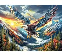 Moonlit Starry Sky Flying Bald Eagle 300 Pieces Jigsaw Puzzles Fantastic Beasts For Men Educational Decompression Adults Anxiety Memory Care Mothers Valentines Gift Durable Cardboard 300 PCS