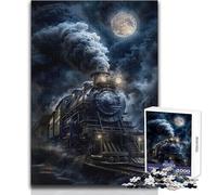 Moonlit Steam Engine 1000 Pieces Puzzles for Adults Playful Learning Cognitive Activity for Joyful Surprises Size 38x26cm