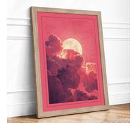 Moonlit Storm Romantic Framed Wall Art Print A1 (84.1×59.4cm) Oak, Wall Decor for Living Room, Bedroom, Office & Home, Ready to Hang, Art Gift
