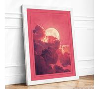 Moonlit Storm Romantic Framed Wall Art Print A3 (42×29.7cm) White, Wall Decor for Living Room, Bedroom, Office & Home, Ready to Hang, Art Gift