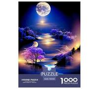 Moonlit Stream 1000 Pieces Jigsaw Puzzle Adults Teens Fun Relaxing Entertainment Smooth Finish Poster Guide 70x50cm/1000pcs