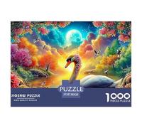 Moonlit Swan 1,000 Piece Swan Cosmic Sky Vibrant Artplastic 3D Puzzle Travel Activity Durable Thick Pieces Lightweight Travel Friendly Kids 38x26cm/1000pcs