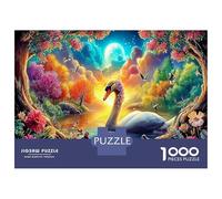 Moonlit Swan Puzzles Fun Details Home Decoration 1000 Piece Animals Jigsaw Puzzles Challenging Games for Adults Kids Family 38x26cm/1000pcs