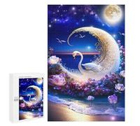 Moonlit Swan Serenity Jigsaw Puzzle, 1000 PCS, Indoor Activity for The Home, A Mindful Leisure Activity for Puzzle Lovers, at Home