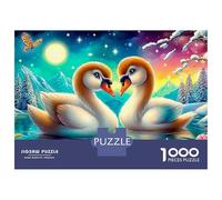 Moonlit Swans 1000 Piece Swan Pair Recycled Cardboard Puzzle for Staycation Entertainment Social Icebreaker Ideal Puzzle Lovers Gift 70x50cm/1000pcs