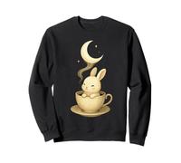 Moonlit Teacup Bunny Cozy Night Illustration Cute Artwork Sweatshirt